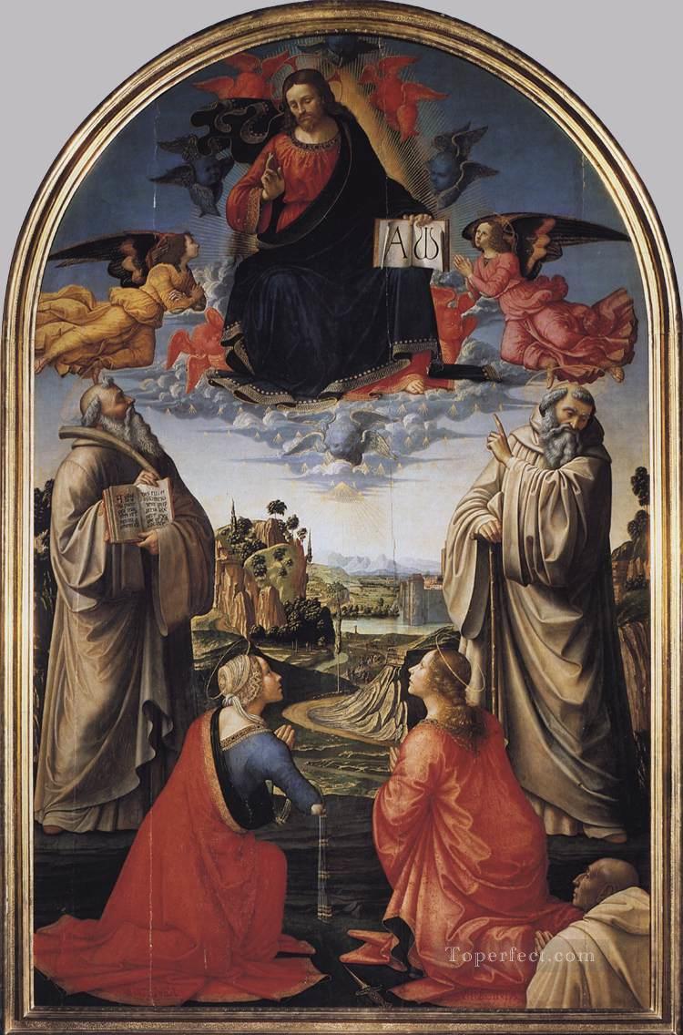 Cristo en el cielo con cuatro santos y un donante religioso Domenico Ghirlandaio Pintura al óleo